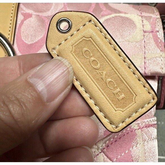 Coach Pink Signature Small Shoulder Bag M0533-10306 Y2K Style Canvas Purse - Picture 7 of 7